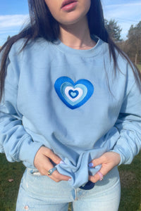 Blue Retro Heart Sweatshirt