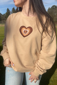 Brown Retro Heart Sweatshirt