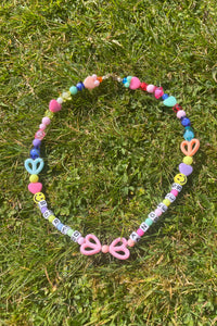 Pastel Hearts Beaded Necklace