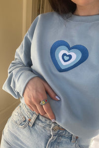 Blue Retro Heart Sweatshirt