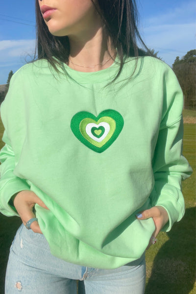 Green Retro Heart Sweatshirt