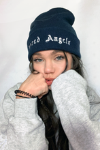 Load image into Gallery viewer, Navy/ White Beanie Hat
