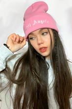 Load image into Gallery viewer, Pink/ White Beanie Hat
