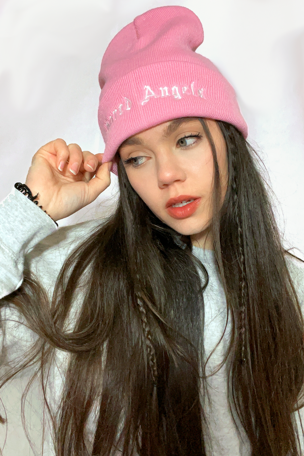 Pink/ White Beanie Hat